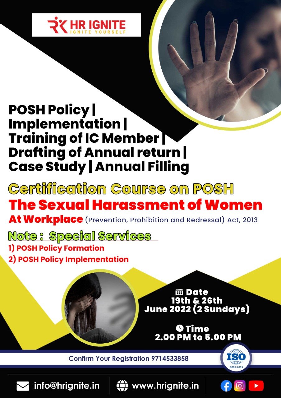 Certification Course On Posh The Sexual Harassment Of Women At